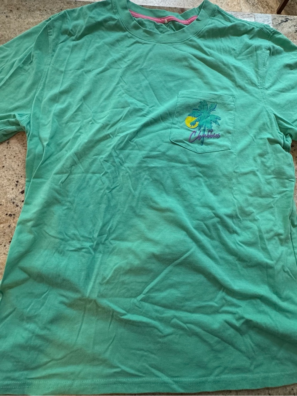 chubbies Mint Green Pocket Tee with Tropical Palm Graphic